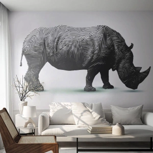 Fotótapéta Premium Sand - A természet geometriai szépsége - Állatok, Orrszarvú, Grafika - 100x70 cm