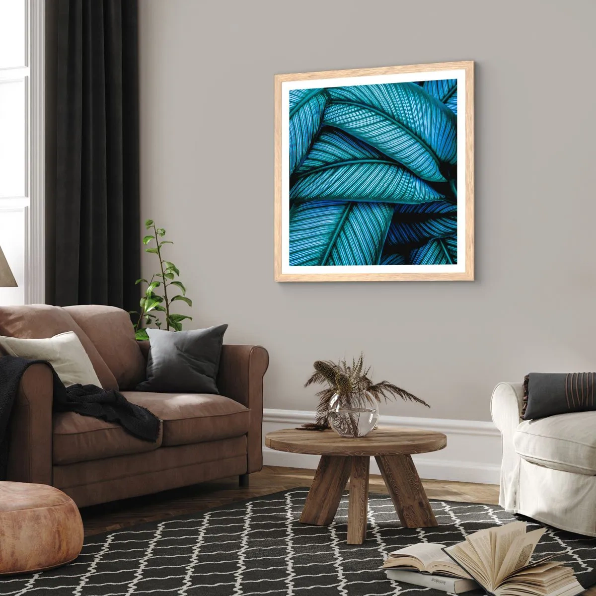 Poszter világos tölgy keretben - Életvonalak - 40x40 cm