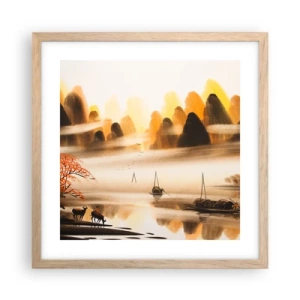 Poszter világos tölgy keretben - Távolabb, mint a Távol-Kelet - 40x40 cm
