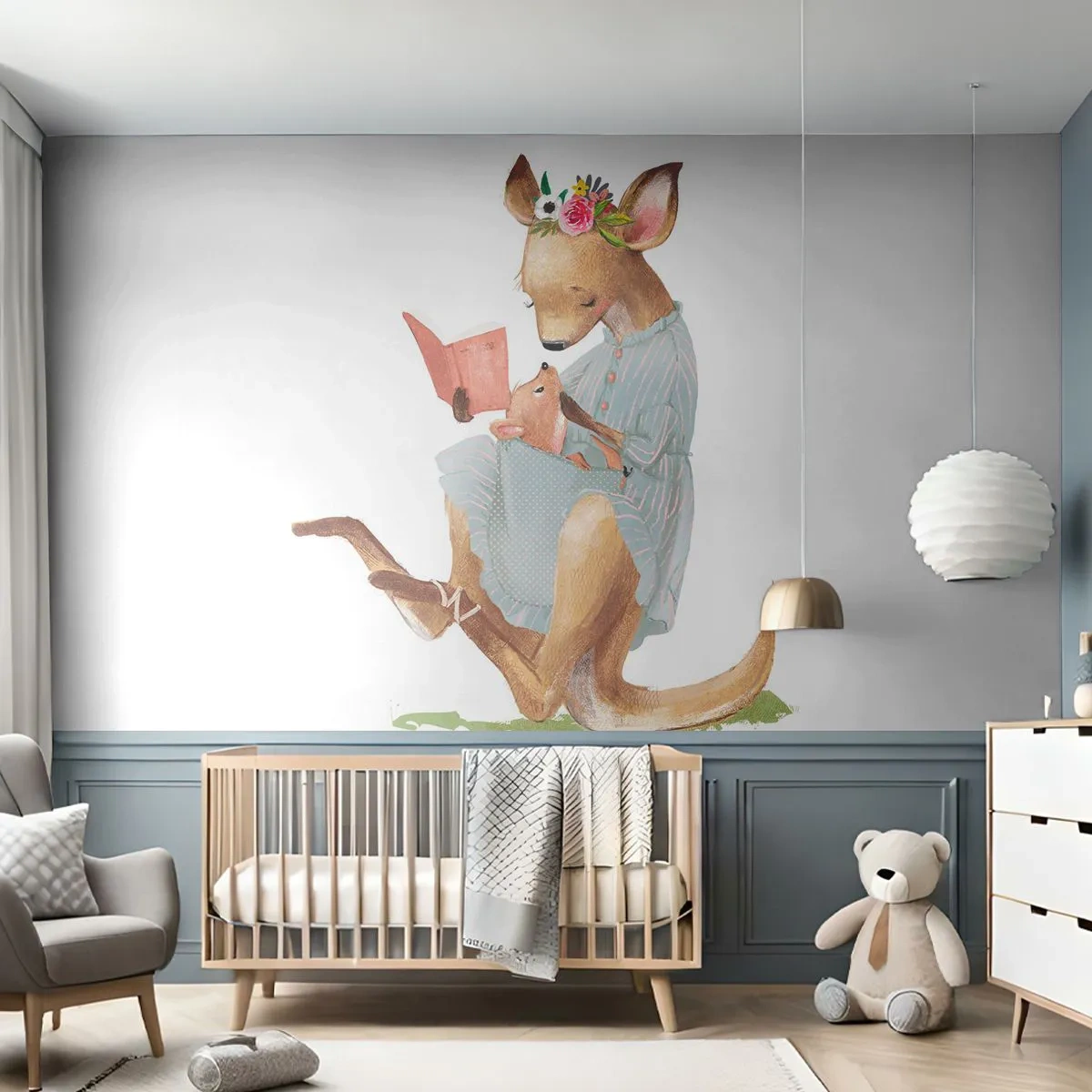 Fotótapéta Premium Sand - Olvass nekem anya - Gyerekeknek, Kenguru, Anya Gyermekével - 100x70 cm