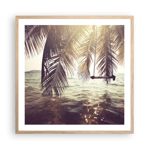 Poszter világos tölgy keretben - Tetszés szerint hintázhat a felhők között - 60x60 cm