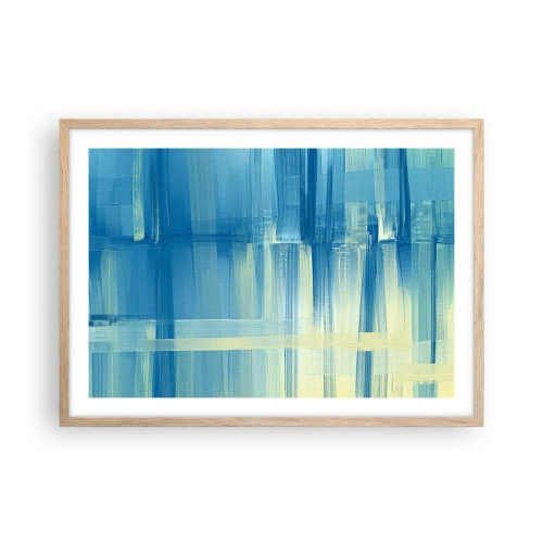 Poszter világos tölgy keretben - Kompozíció türkizkékben - 70x50 cm