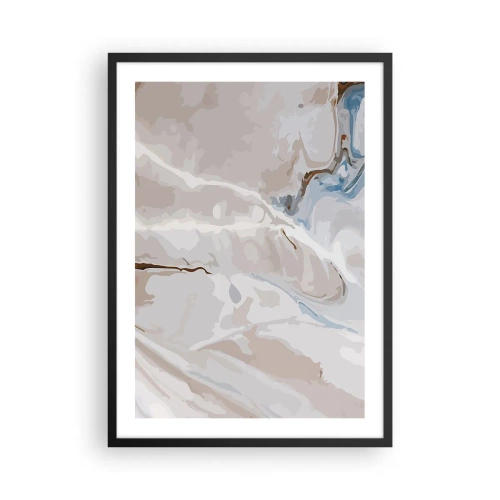Poszter fehér keretben - Márványminta finom bézs és kék árnyalatokban - 50x70cm - Kék kanyarog a fehér alatt - Modern fali dekoráció nappalihoz és hálószobához ARTTOR