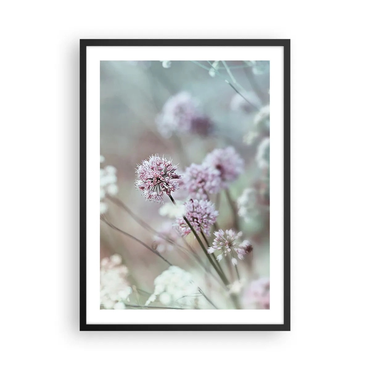 Poszter fehér keretben - Finom virágok pasztell színekben - 50x70cm - Fűszerek édes filigránja - Modern fali dekoráció nappalihoz és hálószobához ARTTOR