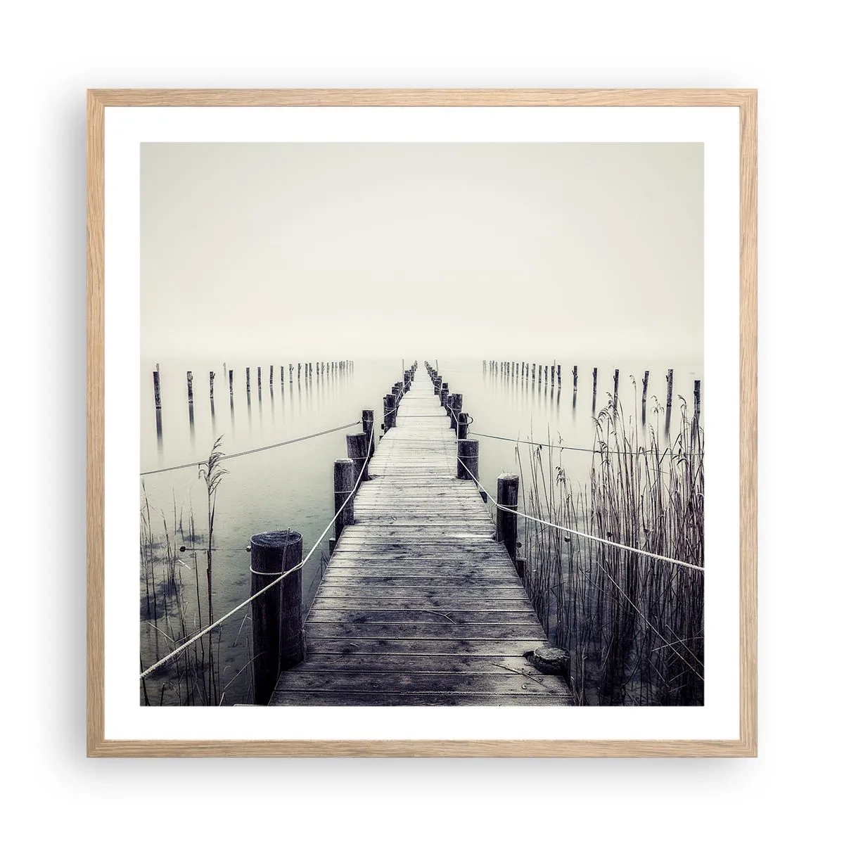 Poszter világos tölgy keretben - Merülj el a békében - 60x60 cm