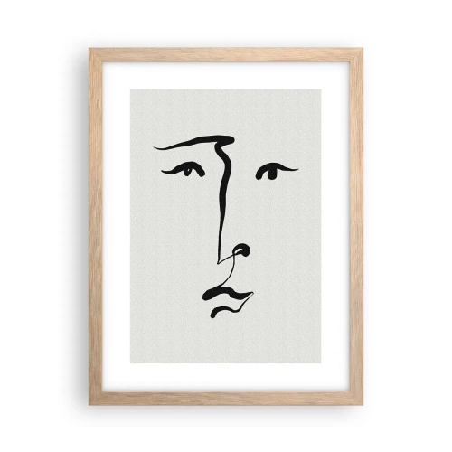 Poszter világos tölgy keretben - Egyvonalas portré - 30x40 cm