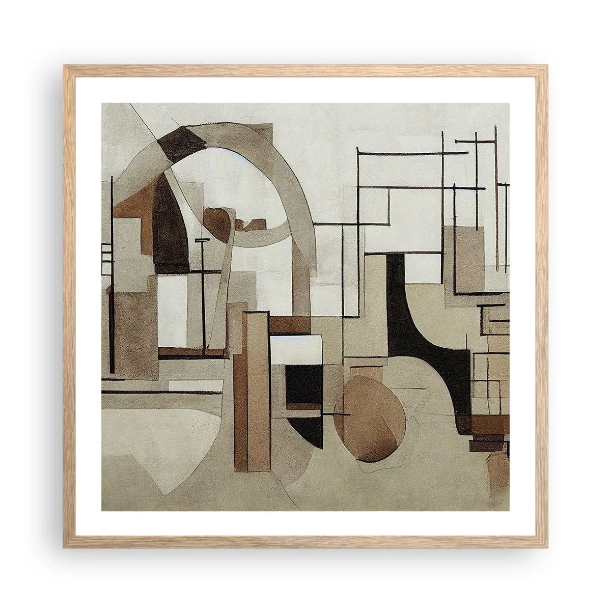 Poszter világos tölgy keretben - Városkép 2.0 - 60x60 cm