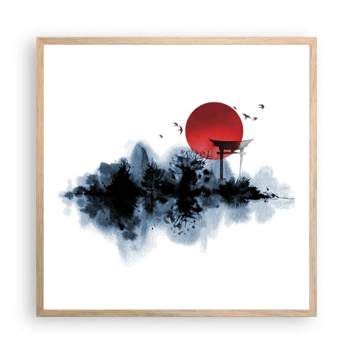 Poszter világos tölgy keretben - Japán kilátás - 60x60 cm
