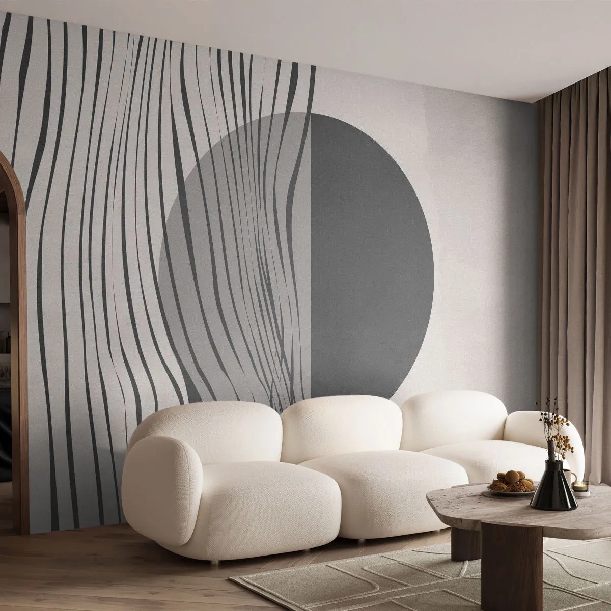 Fotótapéta Premium Sand - A feles kompozíciója - Absztrakció, Darab, Fekete és fehér - 350x256 cm