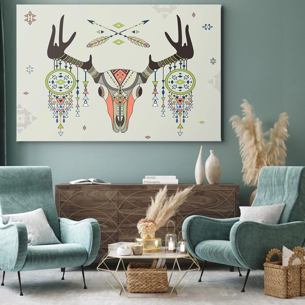 Vászonkép - Indiai vadász trófeája - 120x80 cm