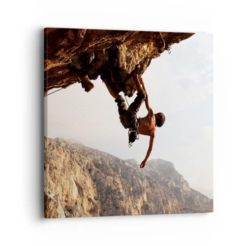 Vászonkép - A világ egy szikladarabon összezsugorodott egy kézben  - 40x40 cm