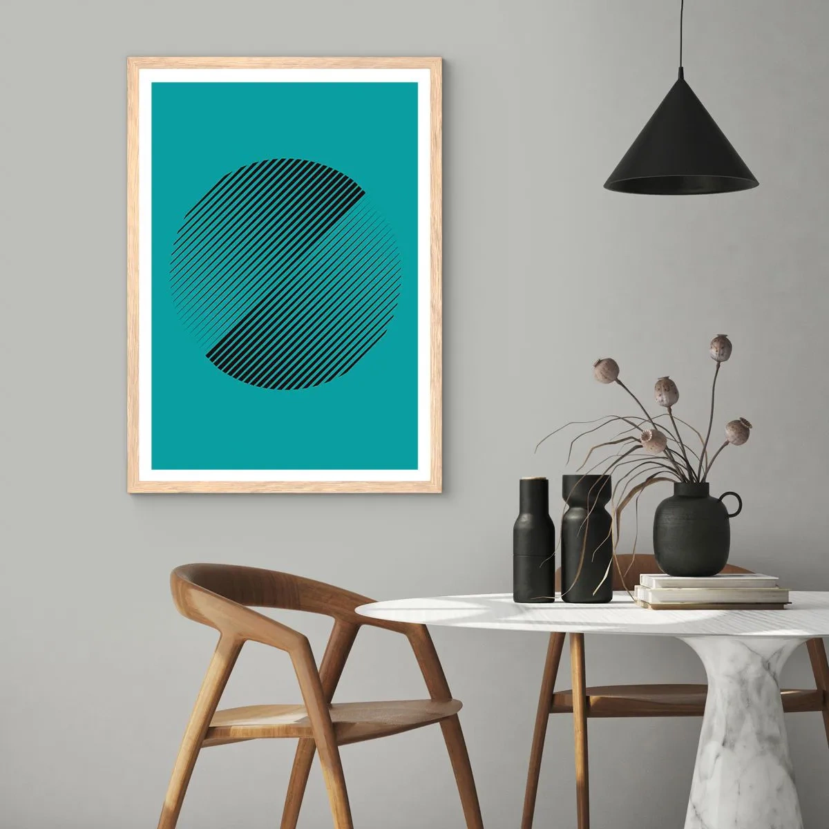 Poszter világos tölgy keretben - A kör - egy geometriai variáció - 50x70 cm