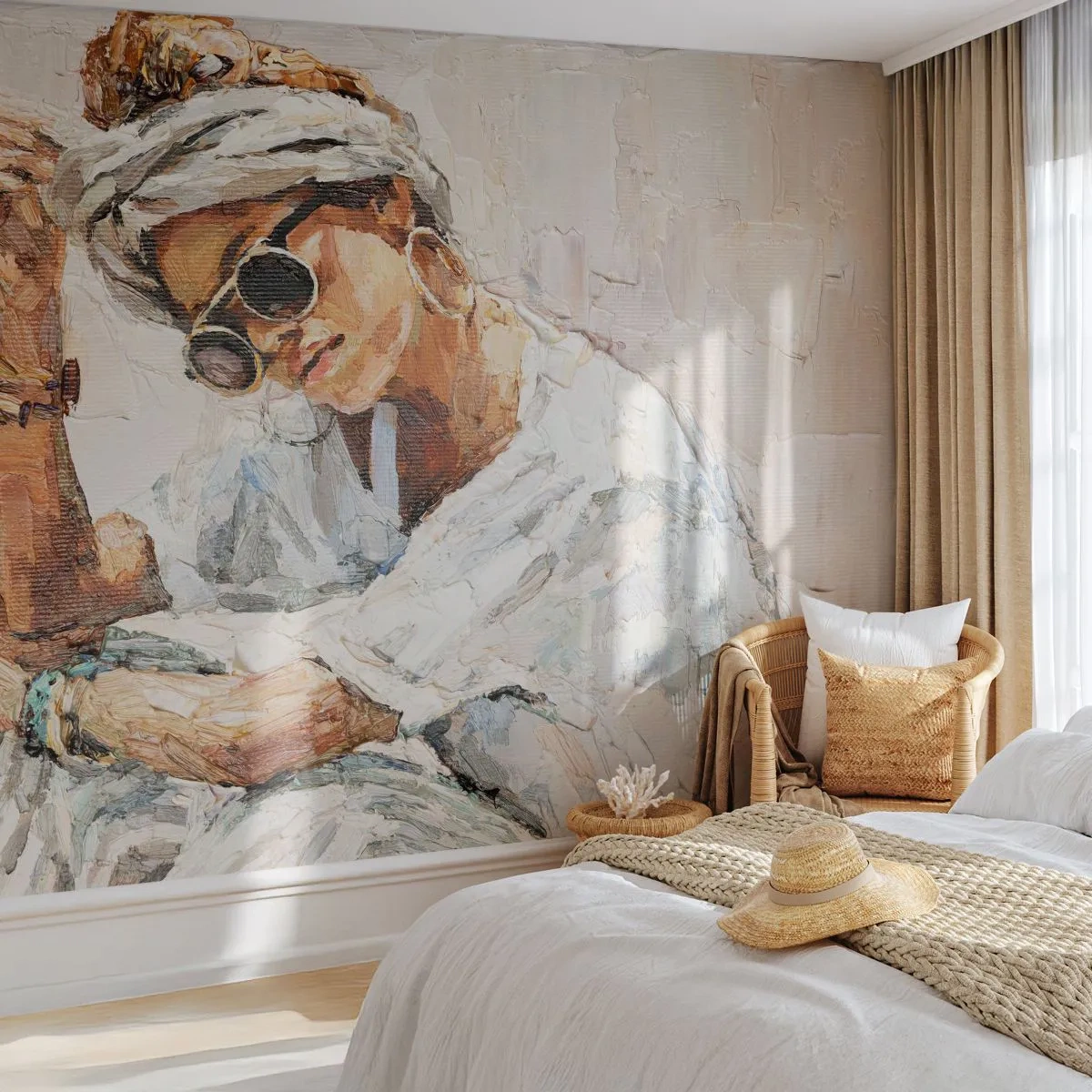 Fotótapéta Premium Sand - Portré teljes napfényben - portré, Boho, Olaj - 100x70 cm