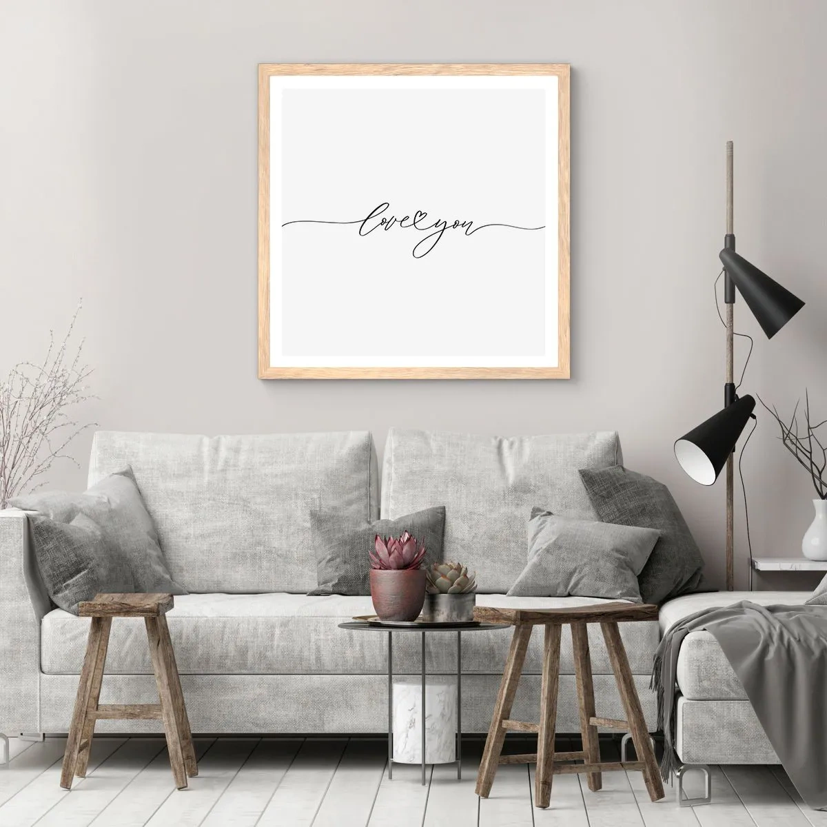 Poszter világos tölgy keretben - Fekete fehéren - 30x30 cm