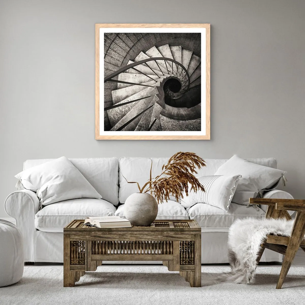 Poszter világos tölgy keretben - Lépcsőn fel, lépcsőn le - 60x60 cm