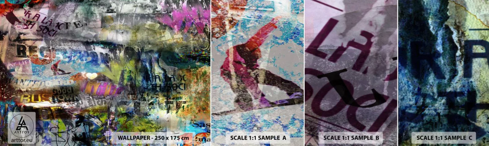 Fotótapéta Minta Öntapadós Deluxe Sticker - Emlékek kollázsa - Falfirkálás, Falfestmény, Modern minta - 100x30 cm