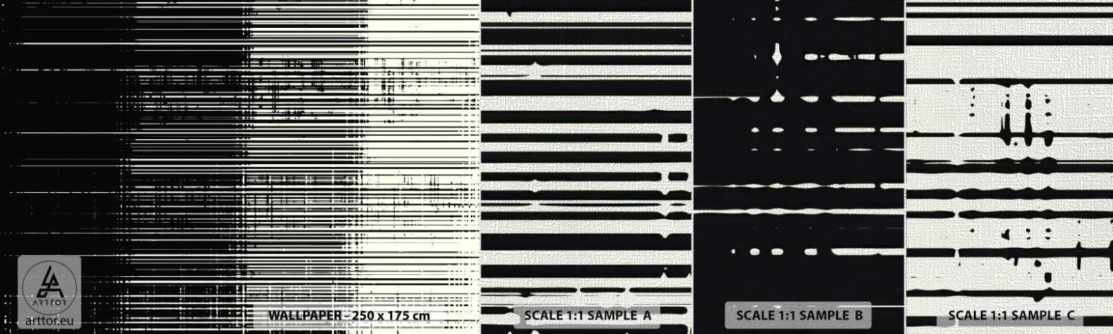 Fotótapéta Minta Premium Canvas - Hullámok és rezgések - Fekete és fehér, Vonalkódok, Vonalak - 100x30 cm