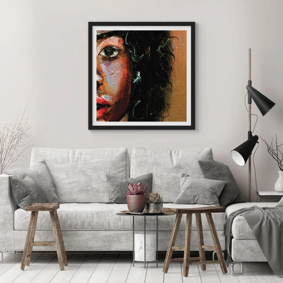 Poszter fehér keretben - Fekete és fény - 30x30 cm