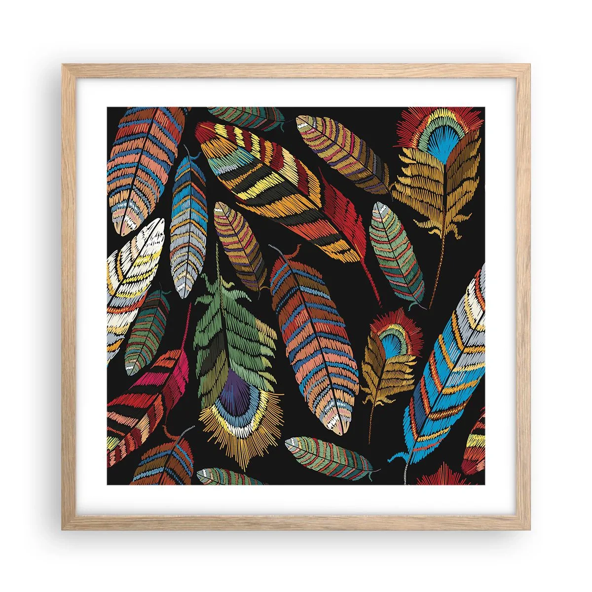 Poszter világos tölgy keretben - A madárkarnevál - 50x50 cm