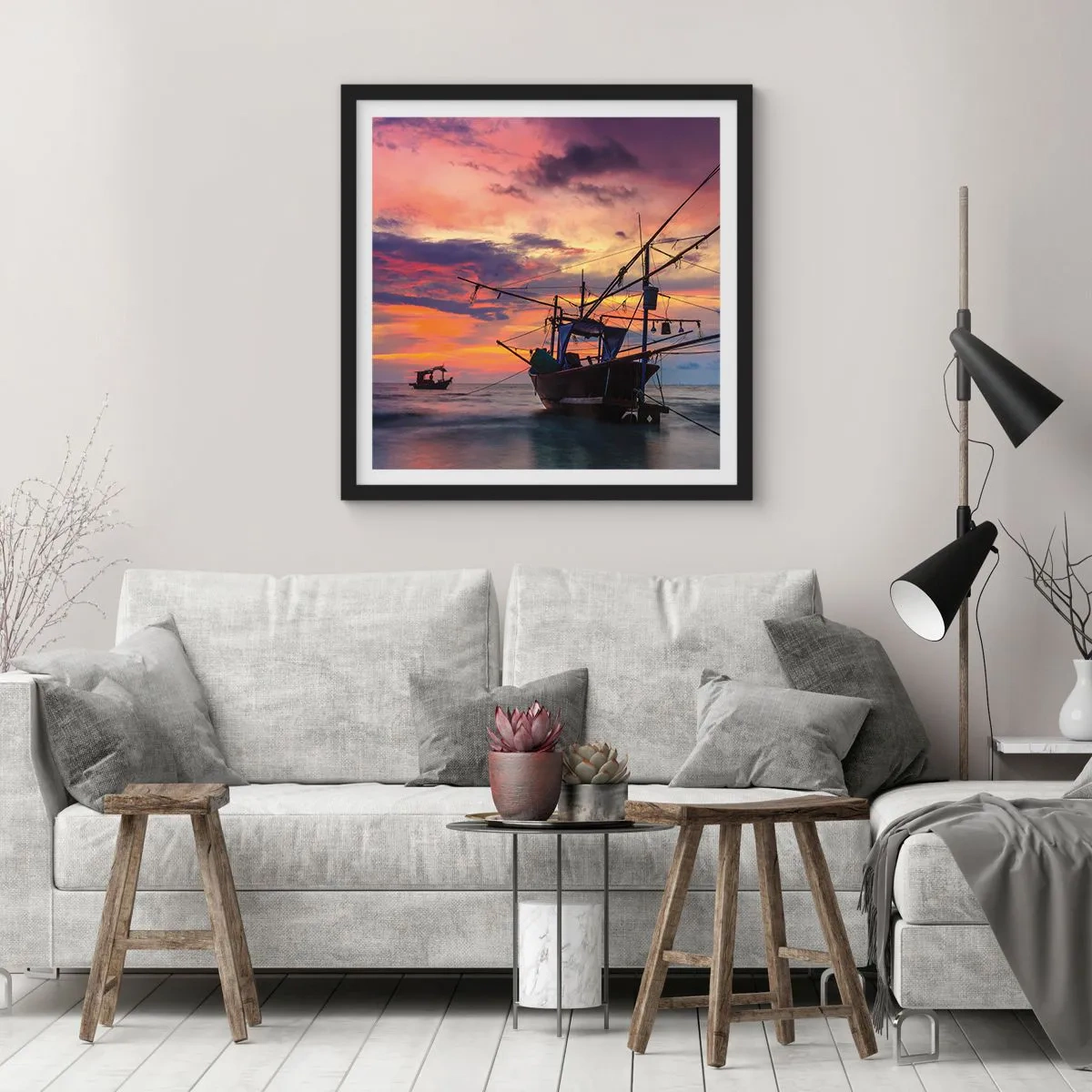 Poszter fehér keretben - Egzotikus este - 60x60 cm