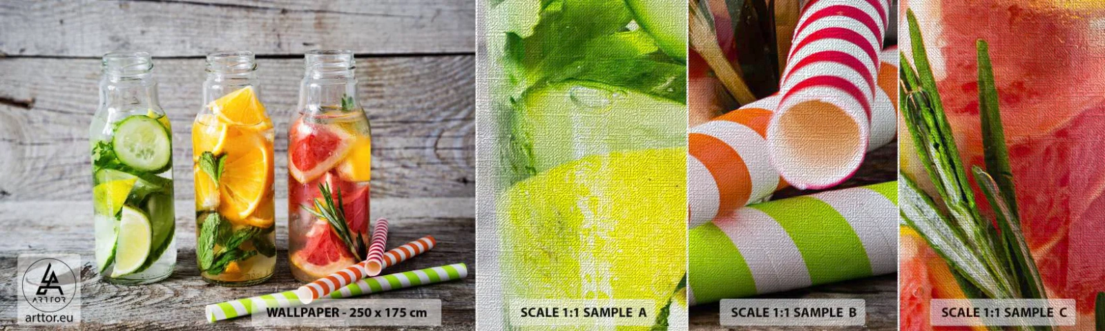 Fotótapéta Minta Premium Canvas - Természeténél fogva egészséges - Gasztronómia, Gyümölcsös ital, Gyümölcs - 100x30 cm