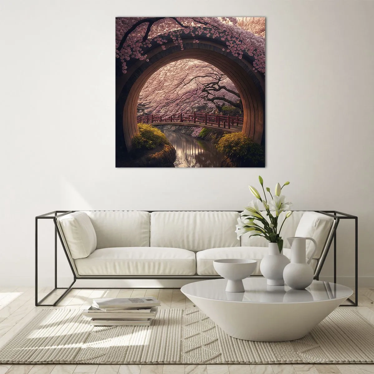 Üveg kép - Japán tavasz - 70x70 cm