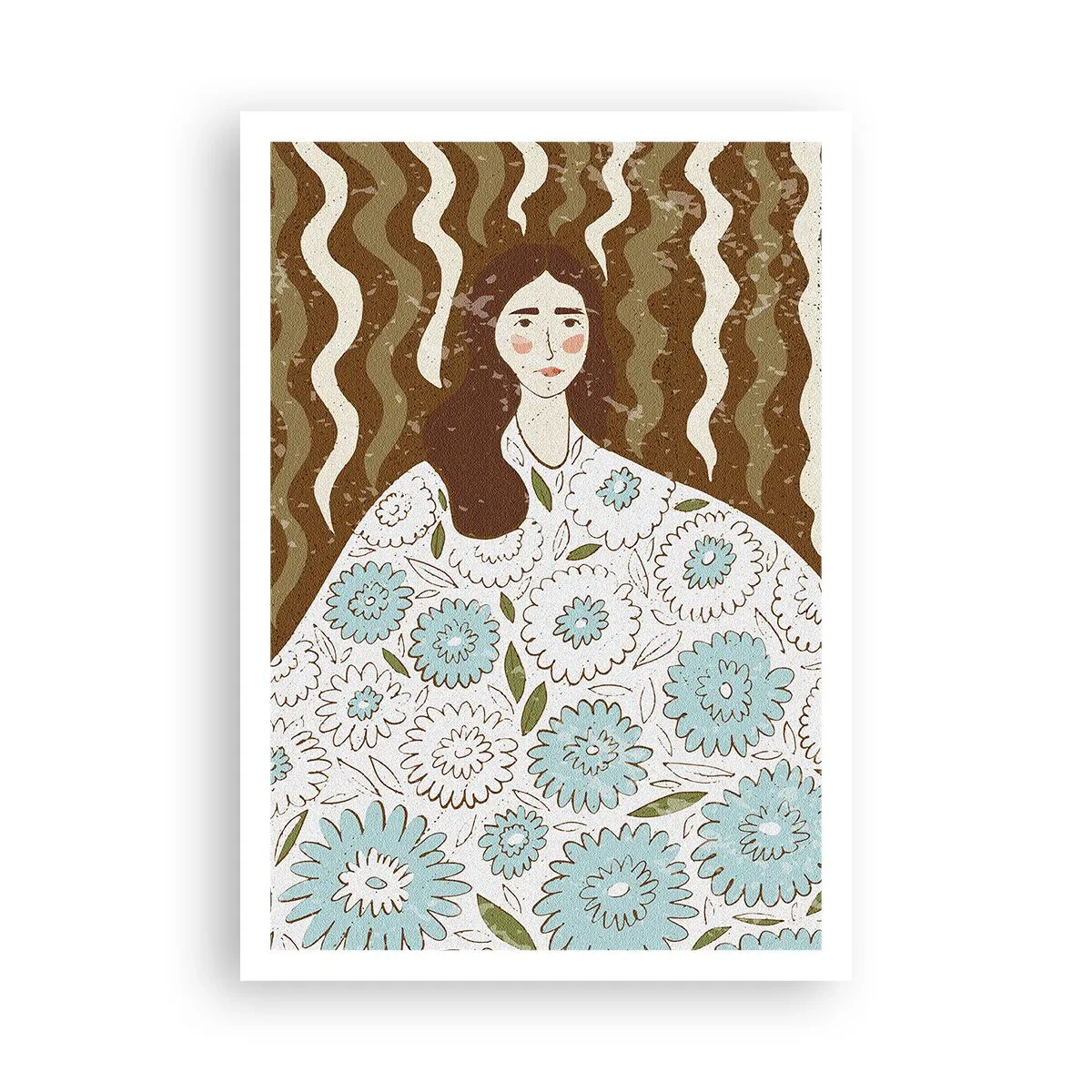 Poszter - Portré virágos köntösben - 70x100 cm