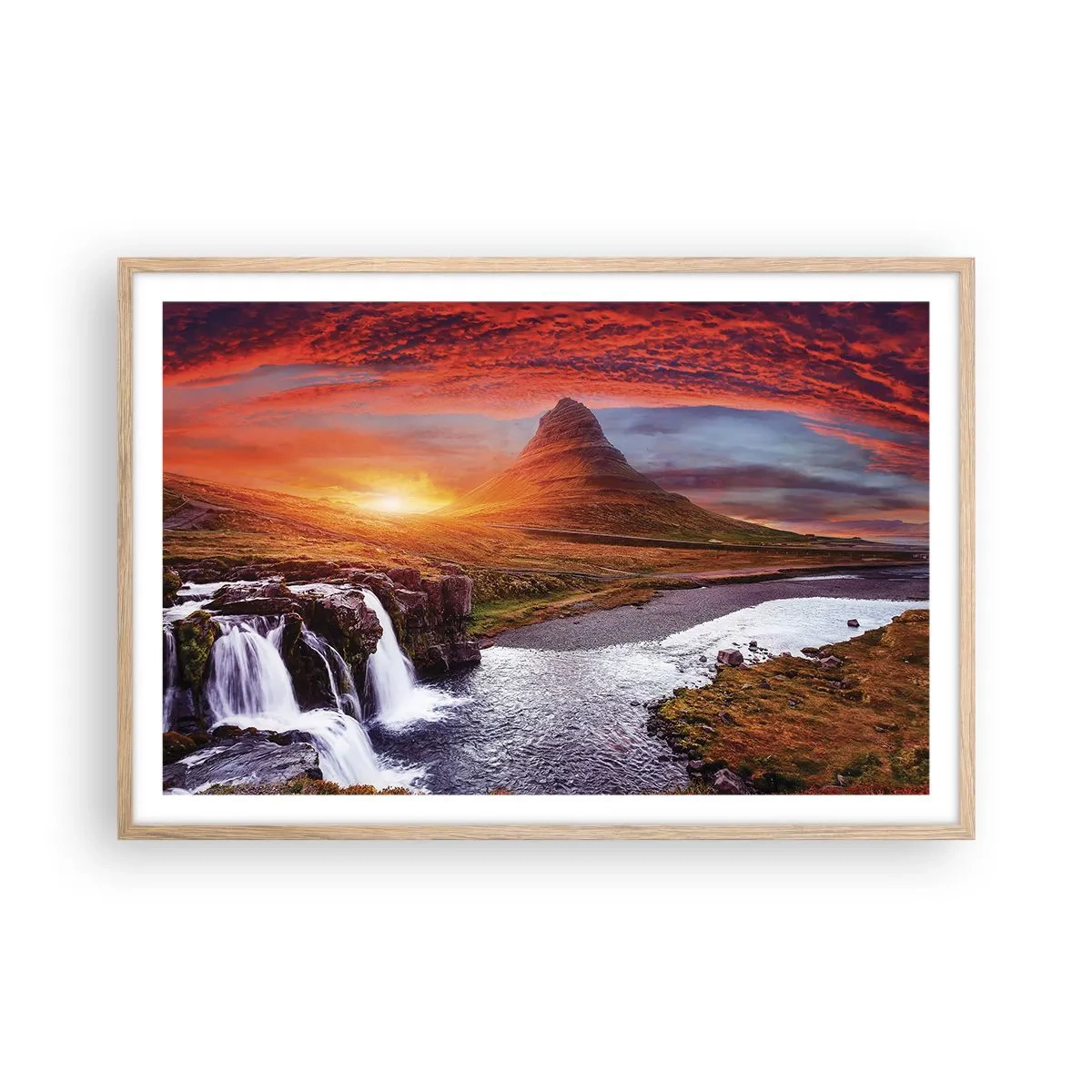 Poszter világos tölgy keretben - Középfölde kilátása - 91x61 cm