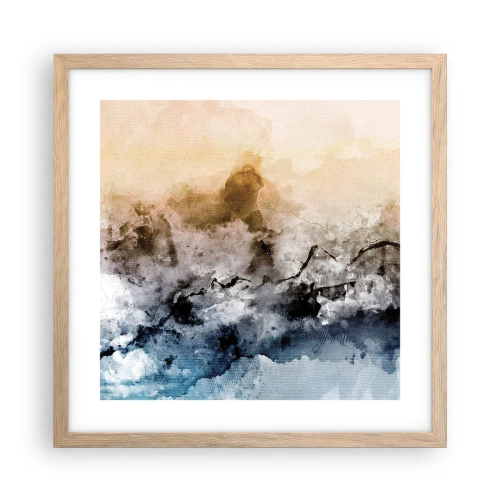 Poszter világos tölgy keretben - Ködfelhőbe fulladt - 40x40 cm