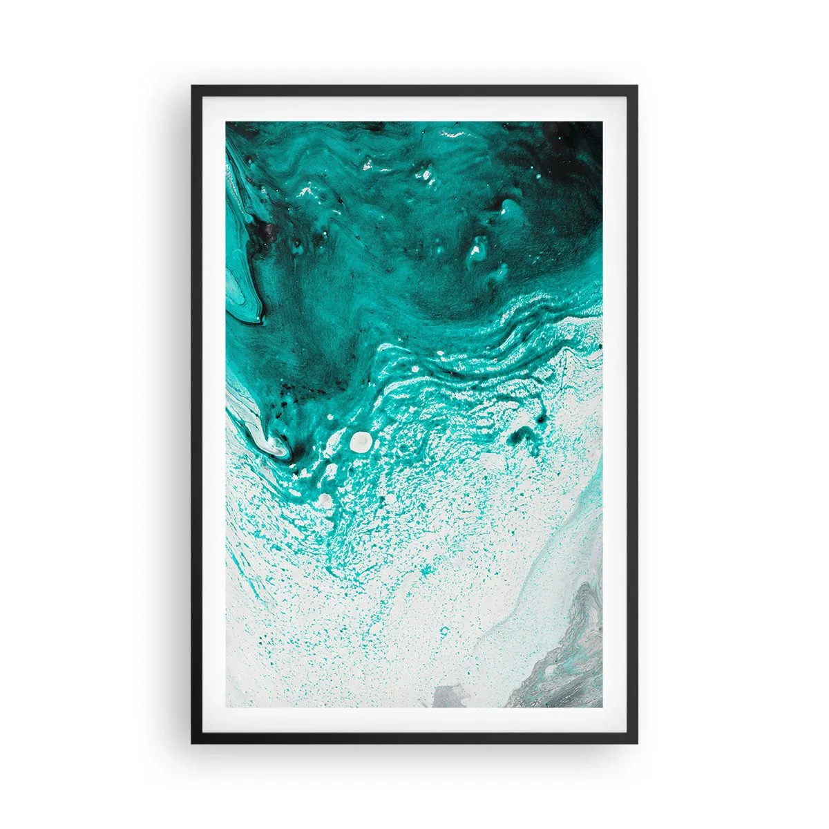 Poszter fehér keretben - Elolvadni fehérben és türkizben  - 61x91 cm