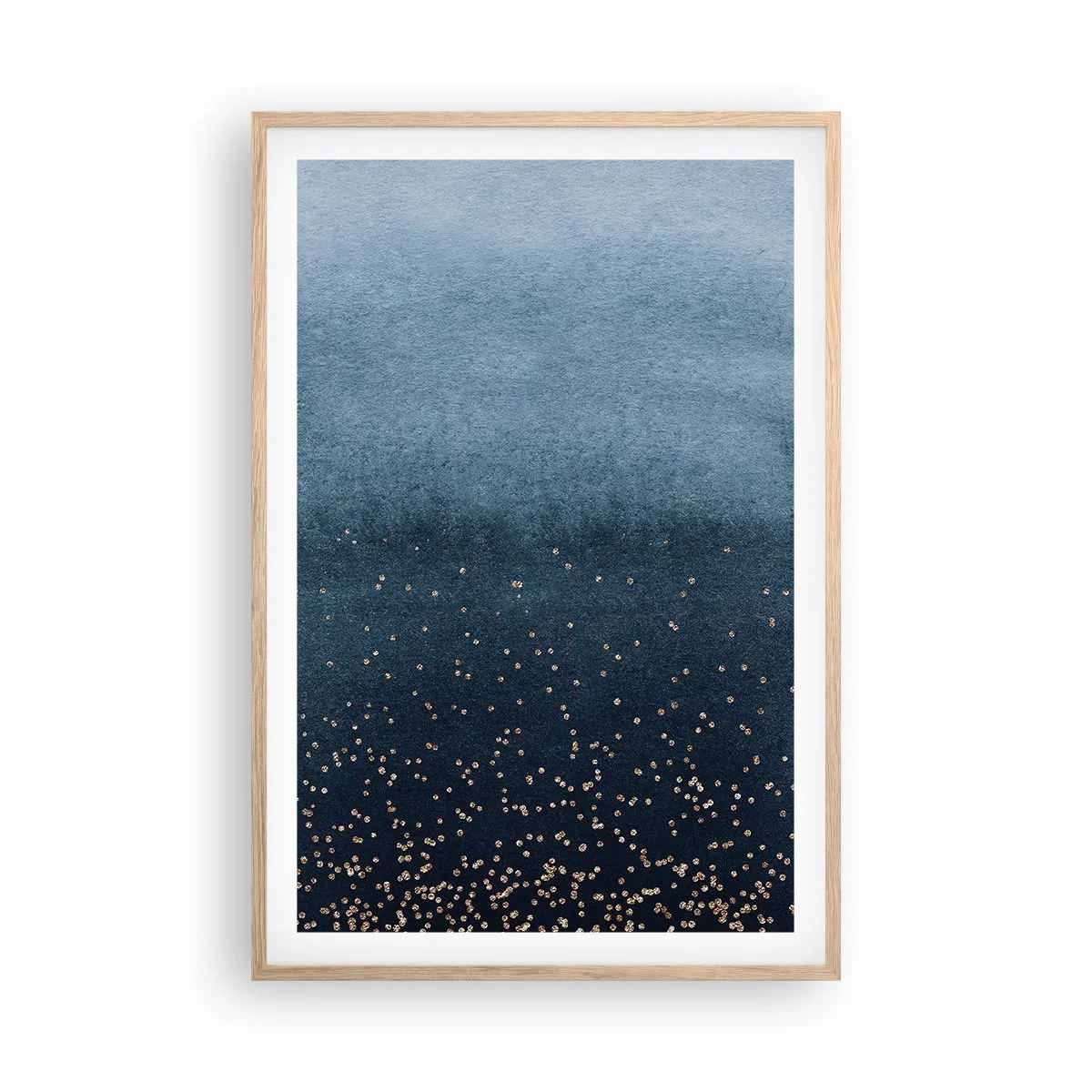 Poszter világos tölgy keretben - Kompozíció - kék fázisok - 61x91 cm