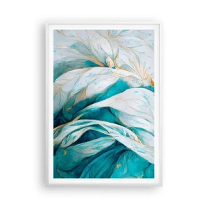 Poszter fekete keretben - Kék absztrakció arany motívummal - 70x100 cm