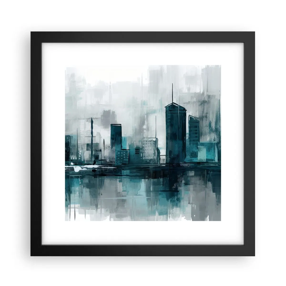 Poszter fehér keretben - Esőszínű város - 30x30 cm