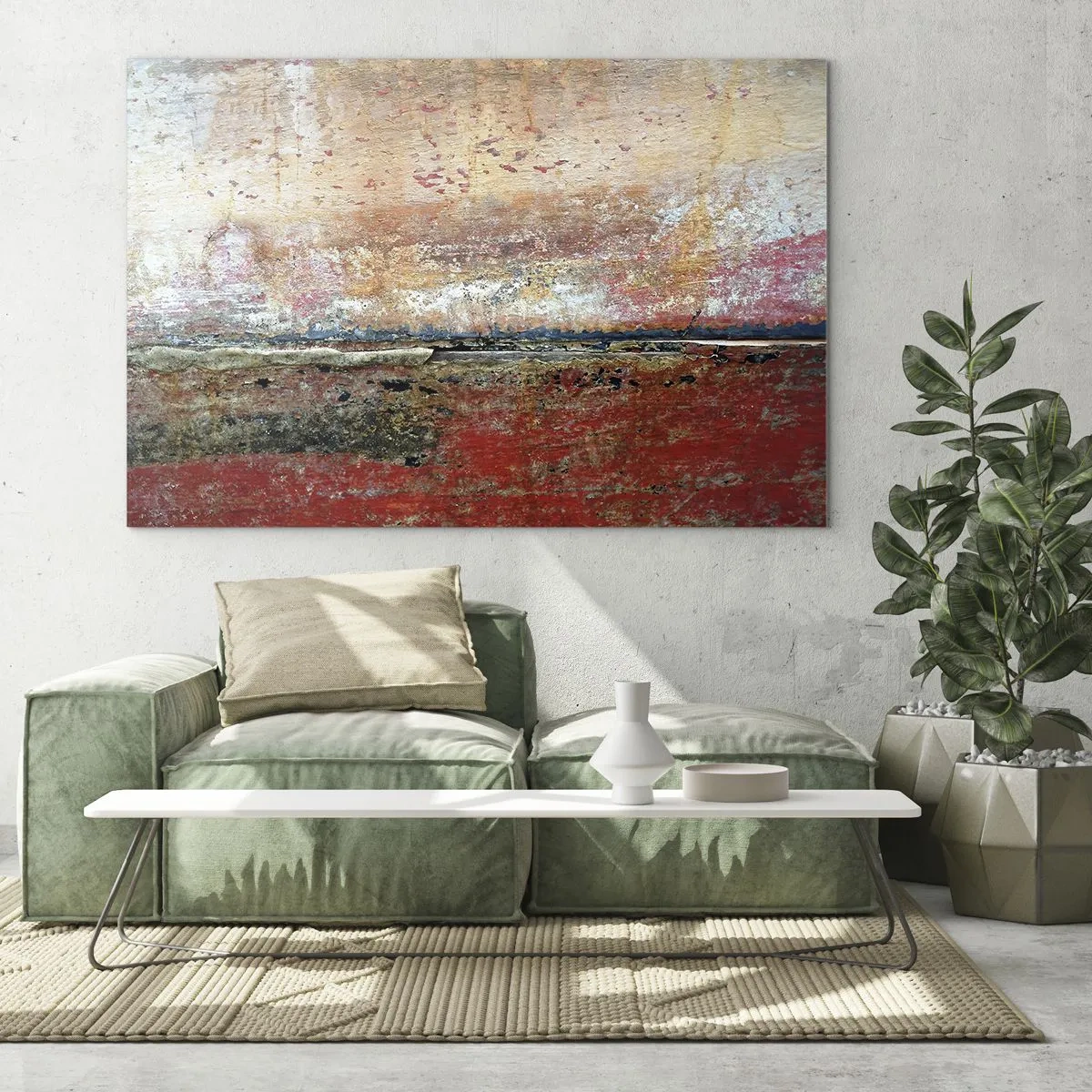 Üveg kép - Absztrakt textúra vörös és okker árnyalataiban - 70x50cm - Talán a tenger - Modern fali dekoráció nappalihoz és hálószobához ARTTOR