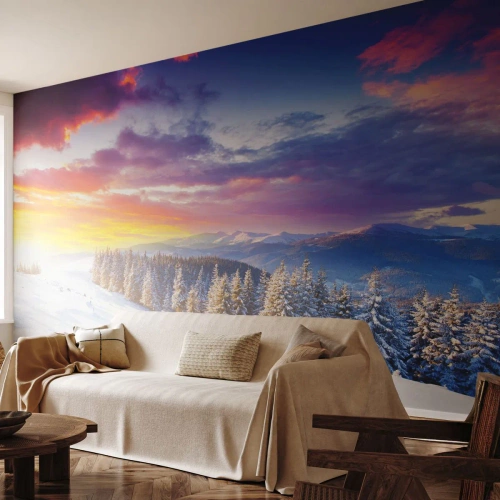 Fotótapéta Premium Sand - Fényes nappal - Tájkép, Hegyek, Téli - 100x70 cm