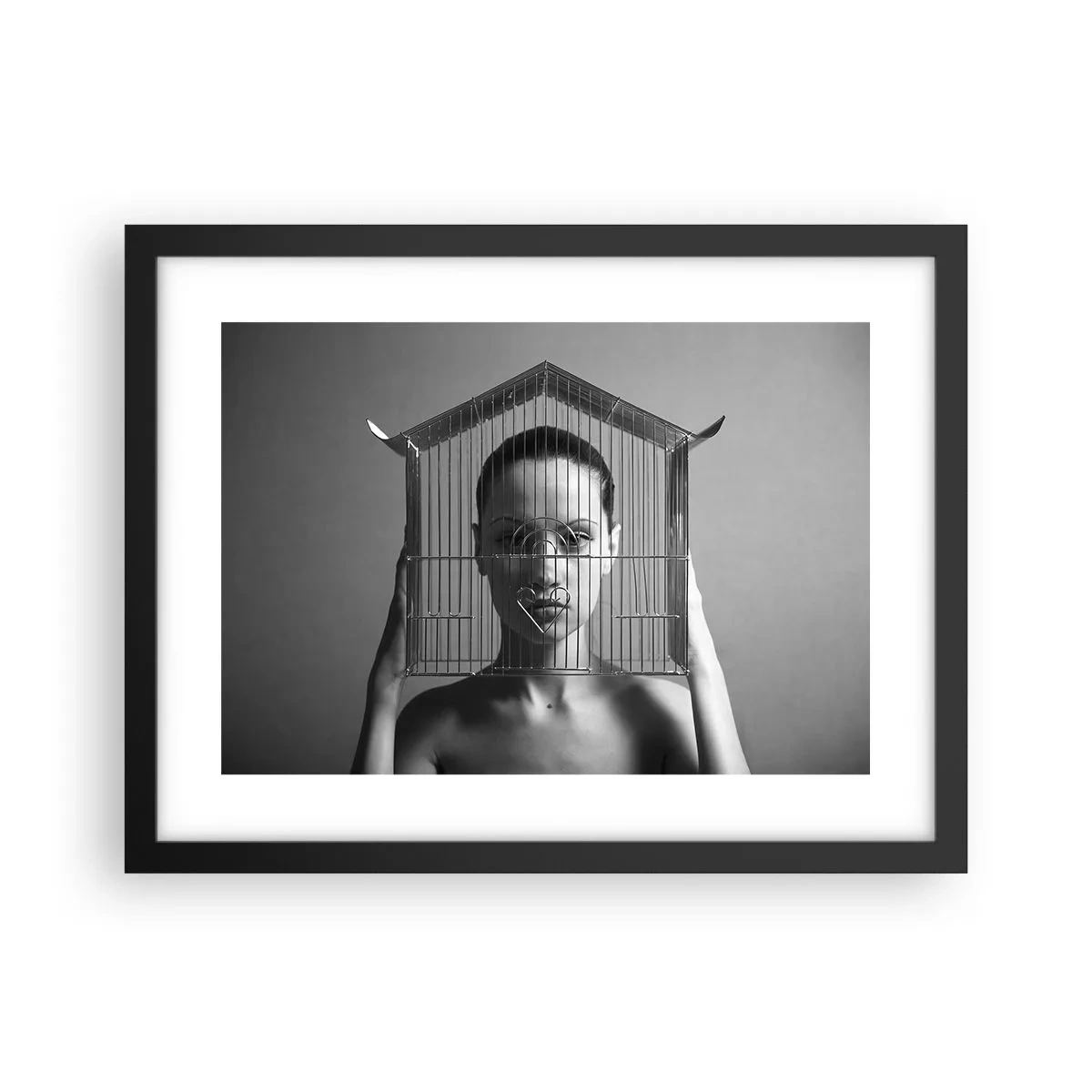 Poszter fehér keretben - Kissé szürreális portré - 40x30 cm