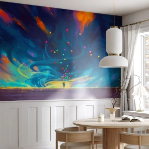 Fotótapéta Premium Sand - A kék szélnek - Gyerekeknek, Színes léggömbök, Absztrakció - 400x280 cm