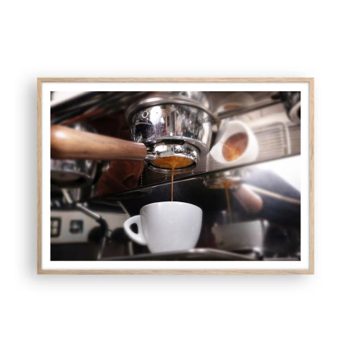 Poszter világos tölgy keretben - A nap egy jó pillanata - 100x70 cm