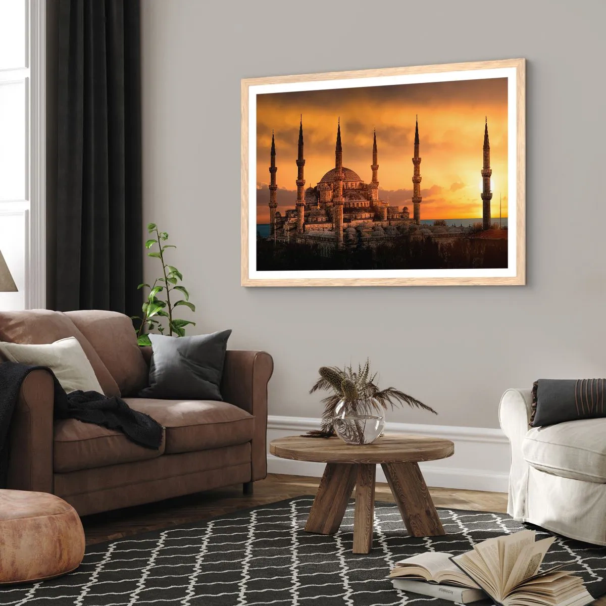 Poszter világos tölgy keretben - Isten hatalmas - 91x61 cm