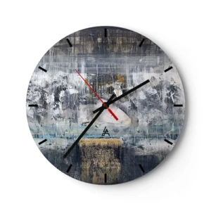 Falióra, Óra - Absztrakt kompozíció hideg árnyalatokban és textúrákban - 30x30cm - Mint a jégen, mint a csomón - Modern fali dekoráció nappalihoz, konyhához és hálószobához ARTTOR
