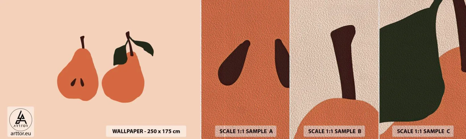 Fotótapéta Minta Premium Sand - Maga az édesség - Körte, Gyümölcs, Minimalista - 100x30 cm