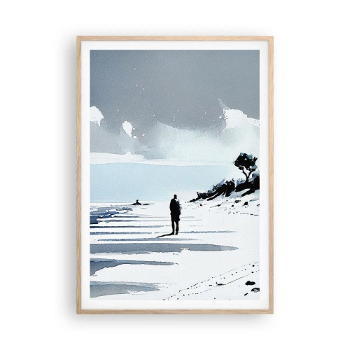 Poszter világos tölgy keretben - Egyedül - 70x100 cm