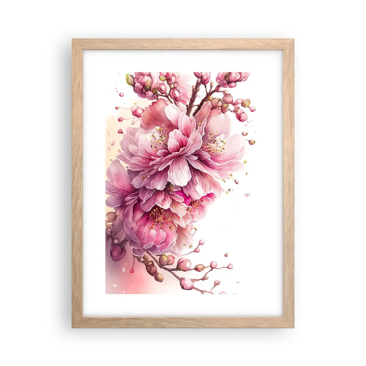 Poszter világos tölgy keretben - Cseresznyevirág - 30x40 cm