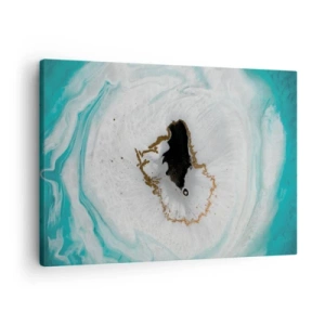 Vászonkép - Absztrakt geóda motívum türkiz, fehér és arany árnyalatokban - 70x50cm - Behatolni - Modern fali dekoráció nappalihoz és hálószobához ARTTOR