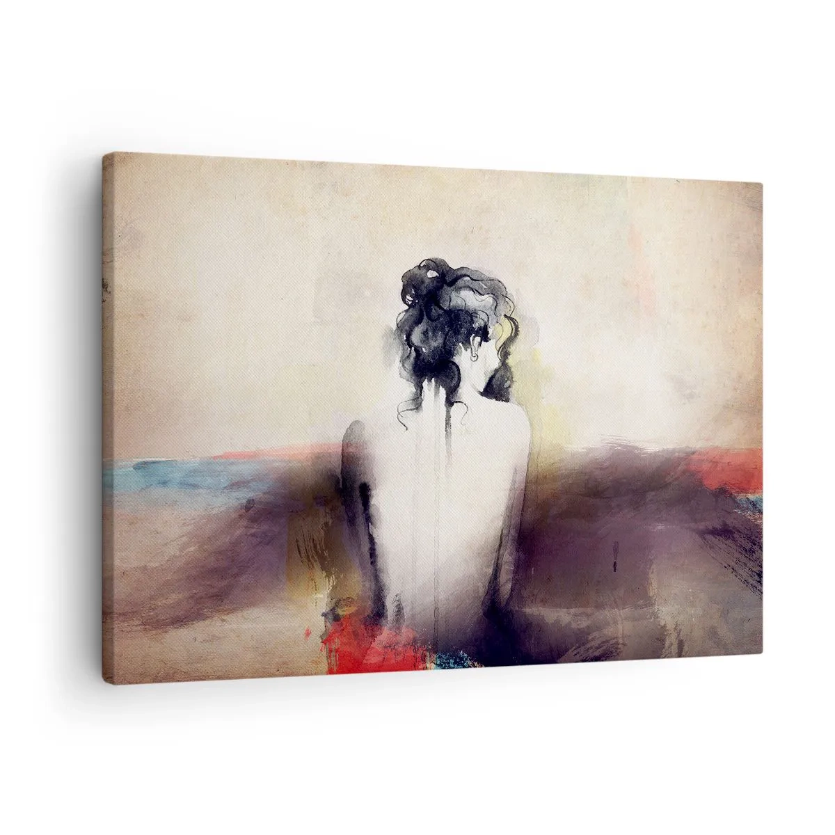 Vászonkép - Egy nő finom portréja művészi stílusban - 70x50cm - Sima vonalak, ovális formák - Modern fali dekoráció nappalihoz és hálószobához ARTTOR