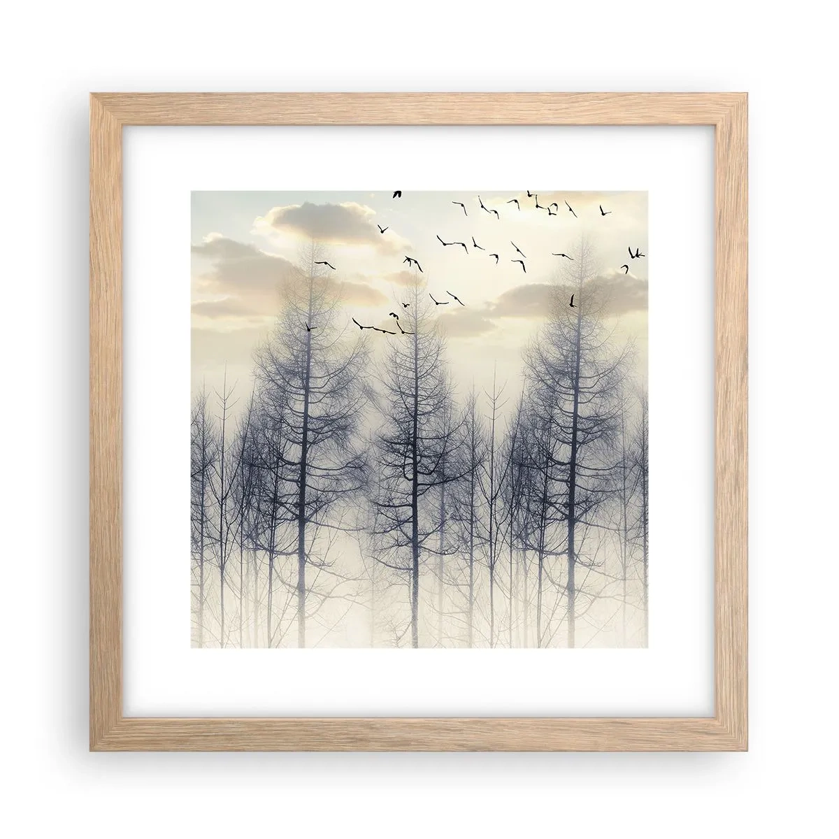 Poszter világos tölgy keretben - Erdei szellemek - 30x30 cm