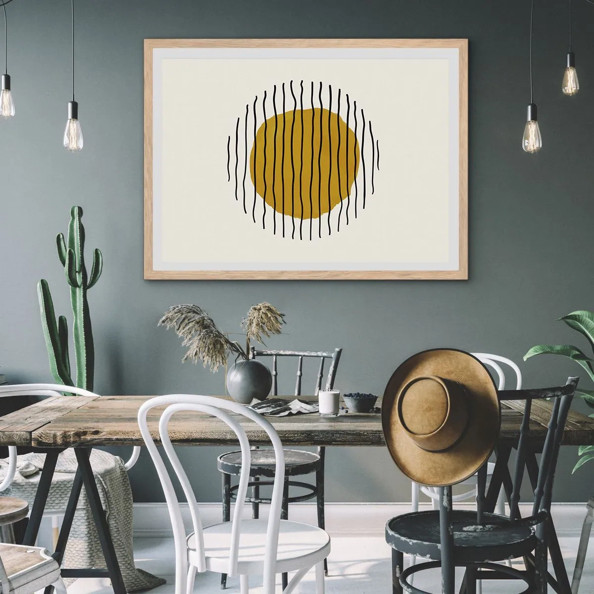 Poszter világos tölgy keretben - A hőtől remegő absztrakció - 100x70 cm