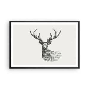 Poszter fehér keretben - Szarvas kubista stílusban - 91x61 cm