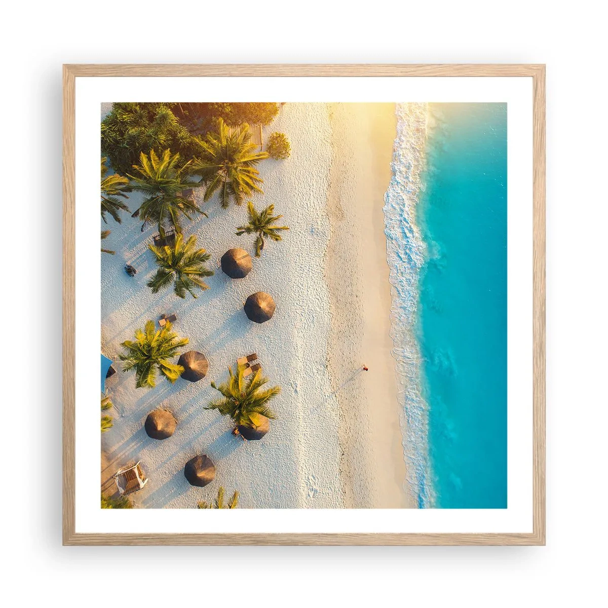 Poszter világos tölgy keretben - Üdvözöljük a paradicsomban - 60x60 cm