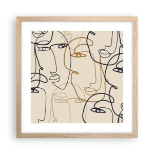 Poszter világos tölgy keretben - Többszörös portré  - 40x40 cm